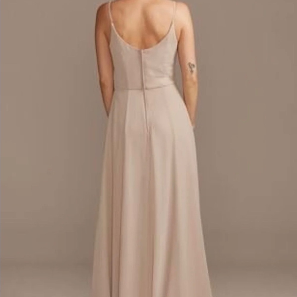 David’s Bridal Crowl Neckline Chiffon Bridesmaid Dress With Slit